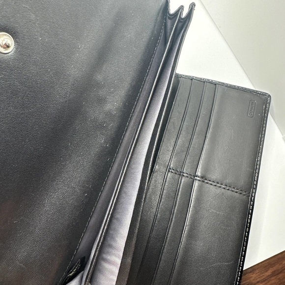 COACH Signature Canvas Jacquard Patent Wallet - Picture 7 of 11